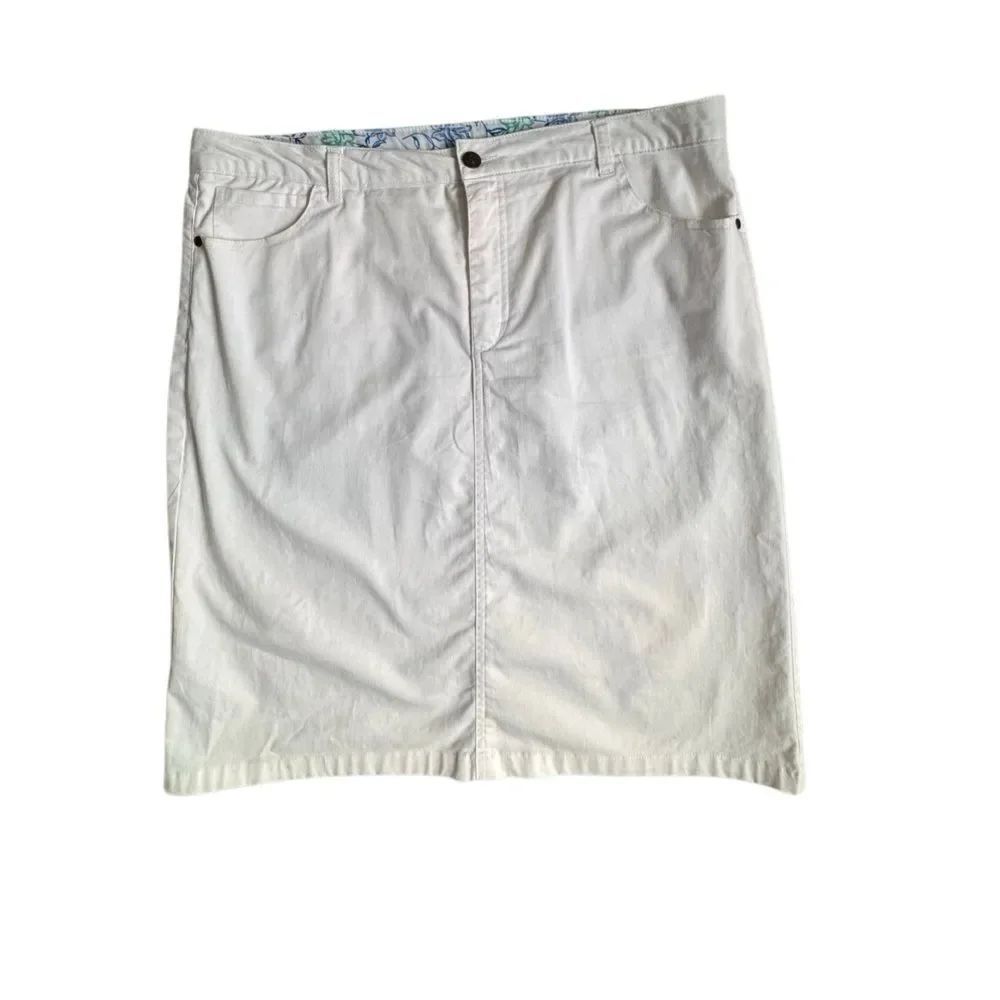 Laura Scott Skirt White Pockets Cotton Sporty Casual SZ 14